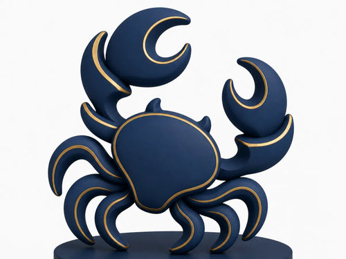 Figura del signo de Cáncer impresa en 3D: cangrejo con caparazón ornamentado