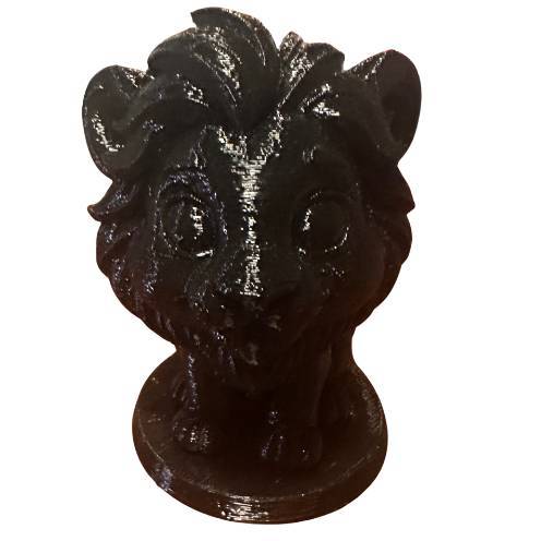 Figura de león impresa en 3D con melena estilizada