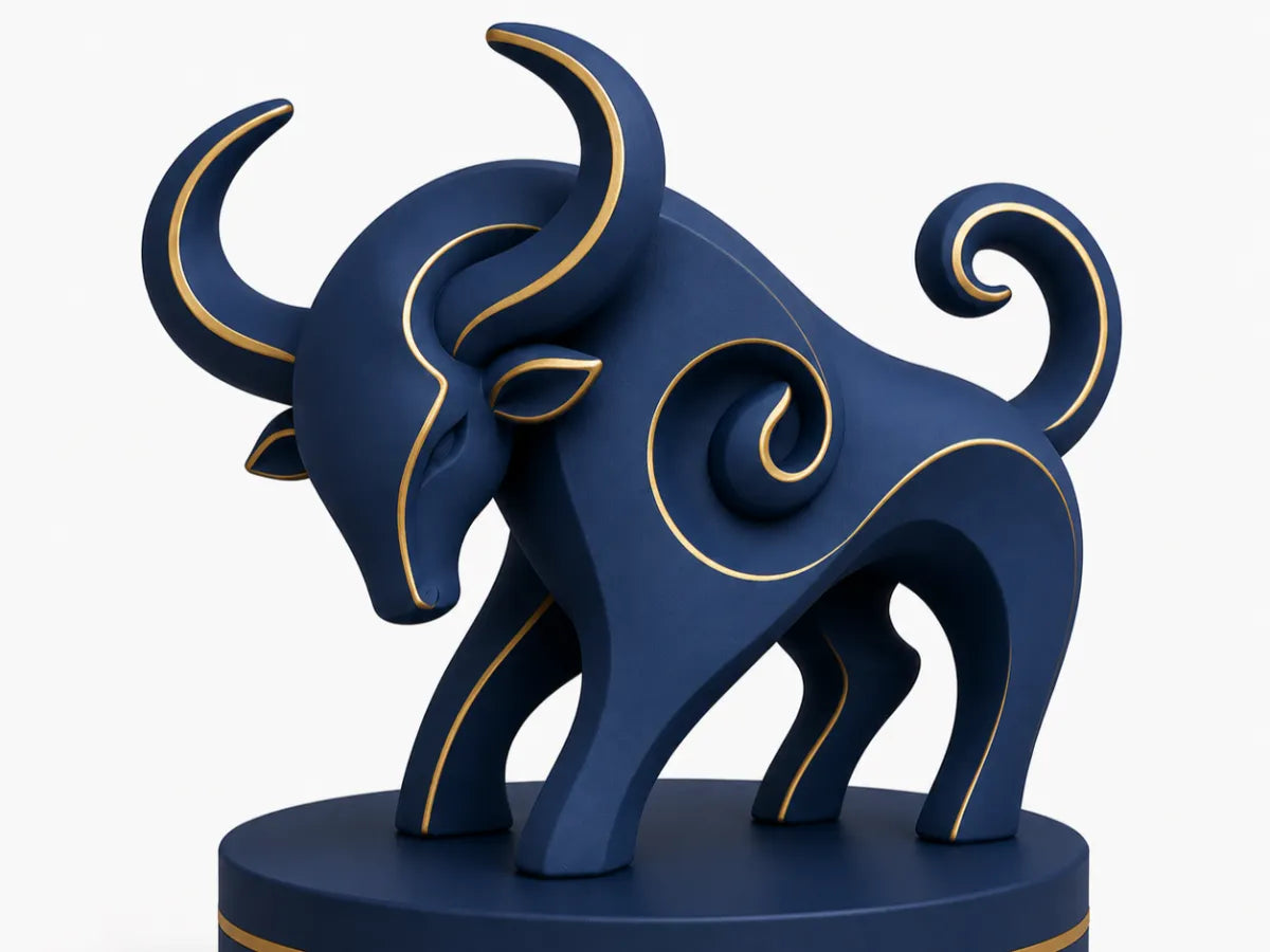 Figura del signo de Tauro impresa en 3D: toro de musculatura marcada
