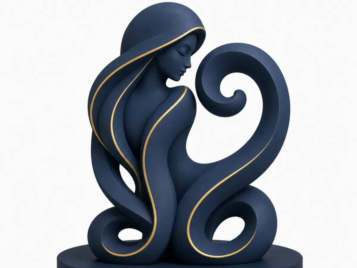 Figura del signo de Virgo impresa en 3D con espiga de trigo